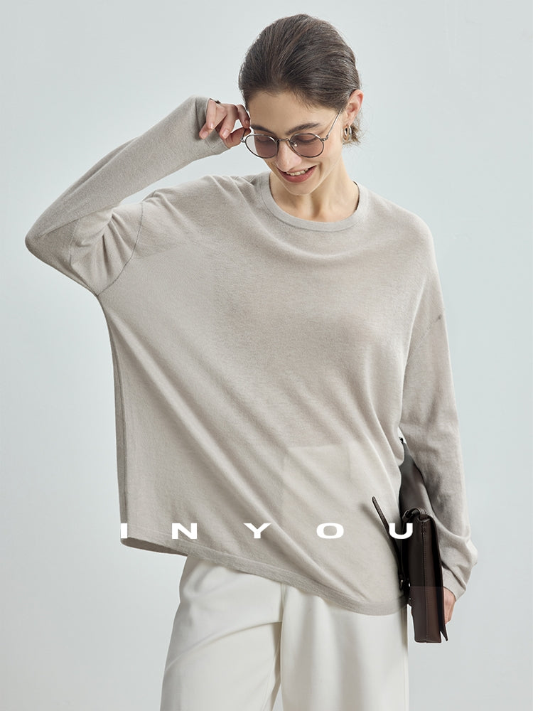 Round-Neck Loose-Fit Knit Tops_BDHL7752