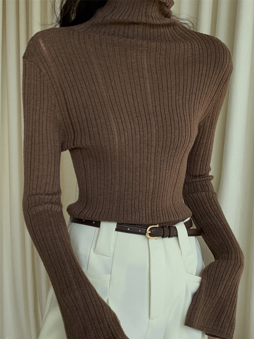 Flared-Sleeve Slim-Fit Knit Tops_BDHL8016