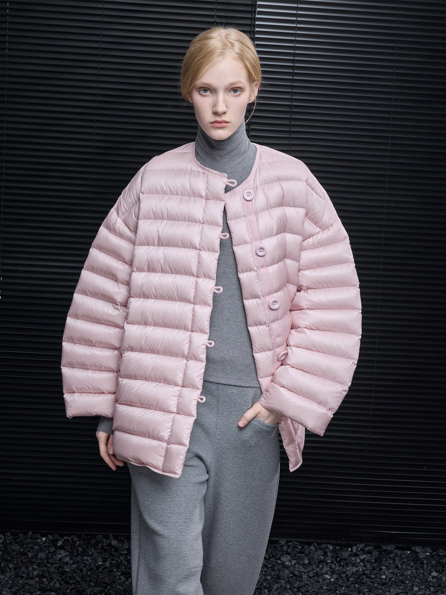 厚針織圓領羽絨外套_BDHL8075