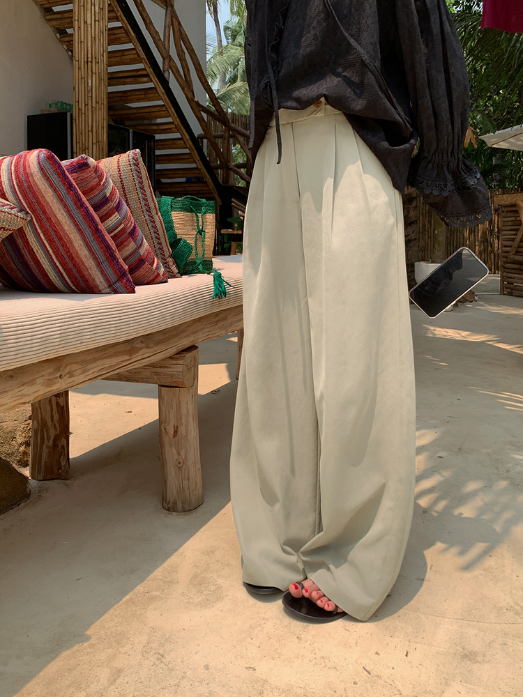 High Waist Draped Wide Leg Pants_BDHL5999