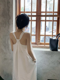 Back Twist Square Neck Dress_BDHL6181