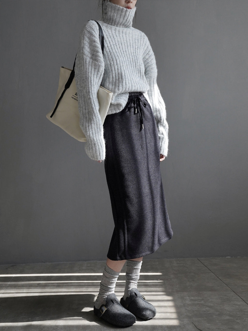 Drawstring Midi Skirt_BDHL8132