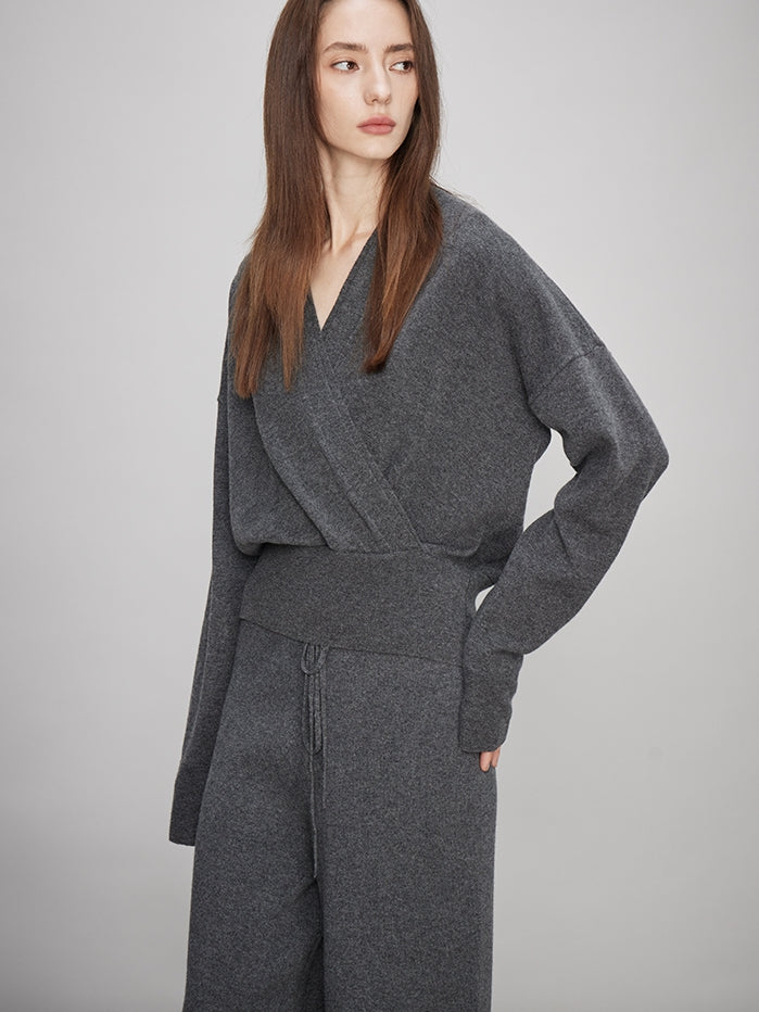 V-Neck Knit Tops Or Elasticated Waist Pants_BDHL7990