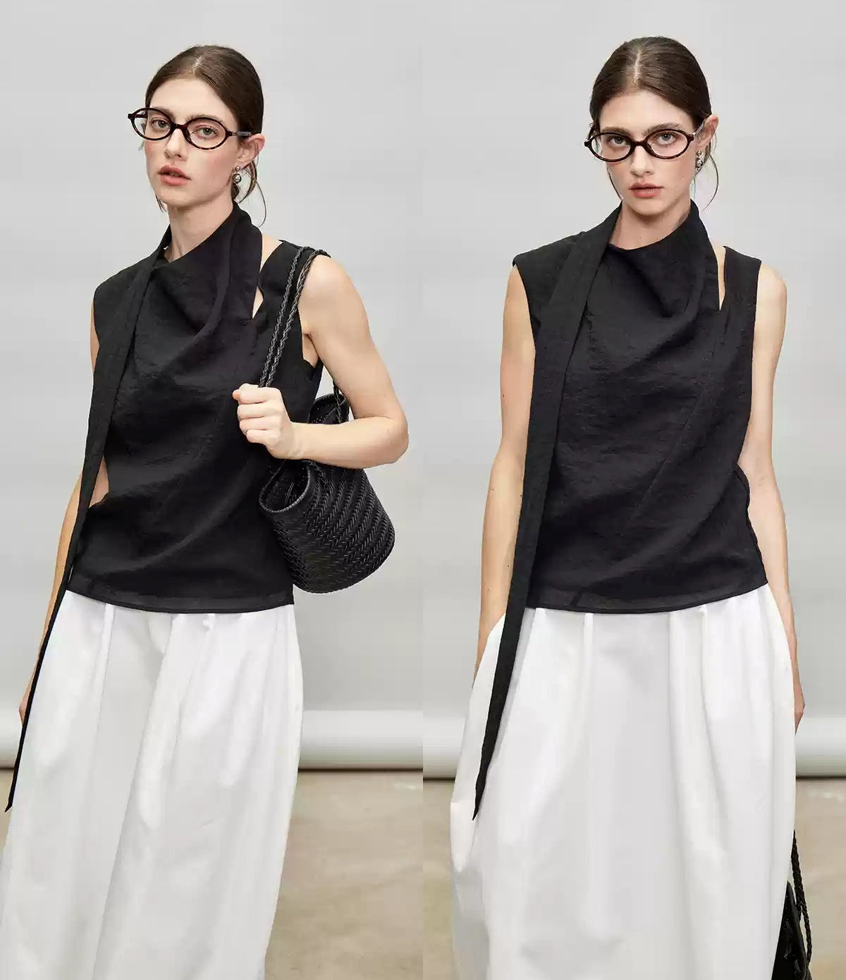 Ribbon Tie Sleeveless Tops Or Bud Skirt_BDHL7331