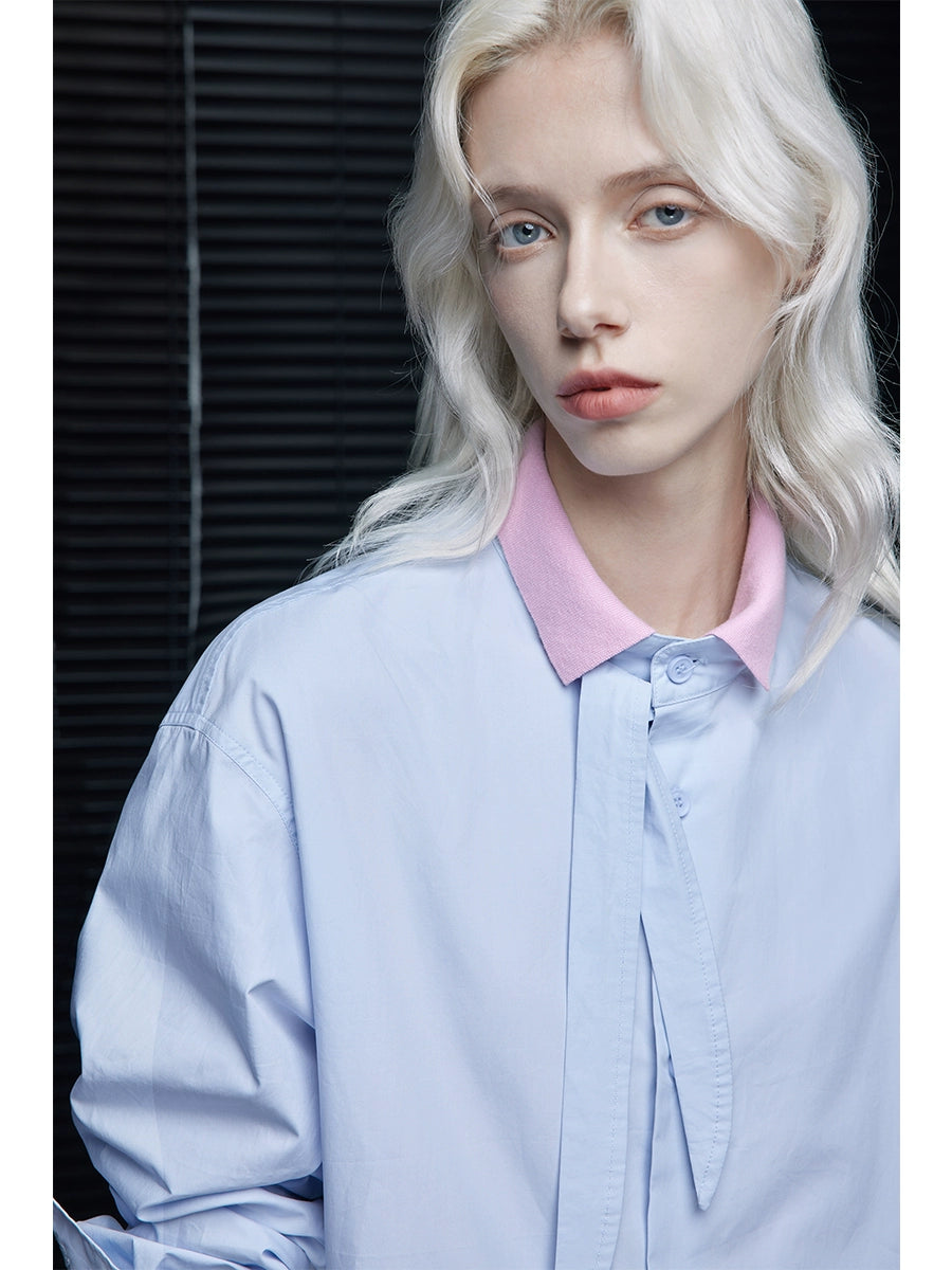 Pure cotton long-sleeved shirt top_BDHL7643