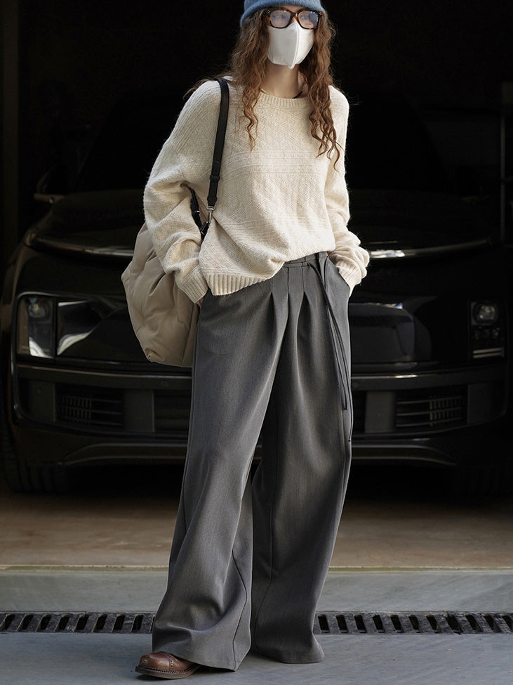 Pleated Side-Drape Pants_BDHL7773