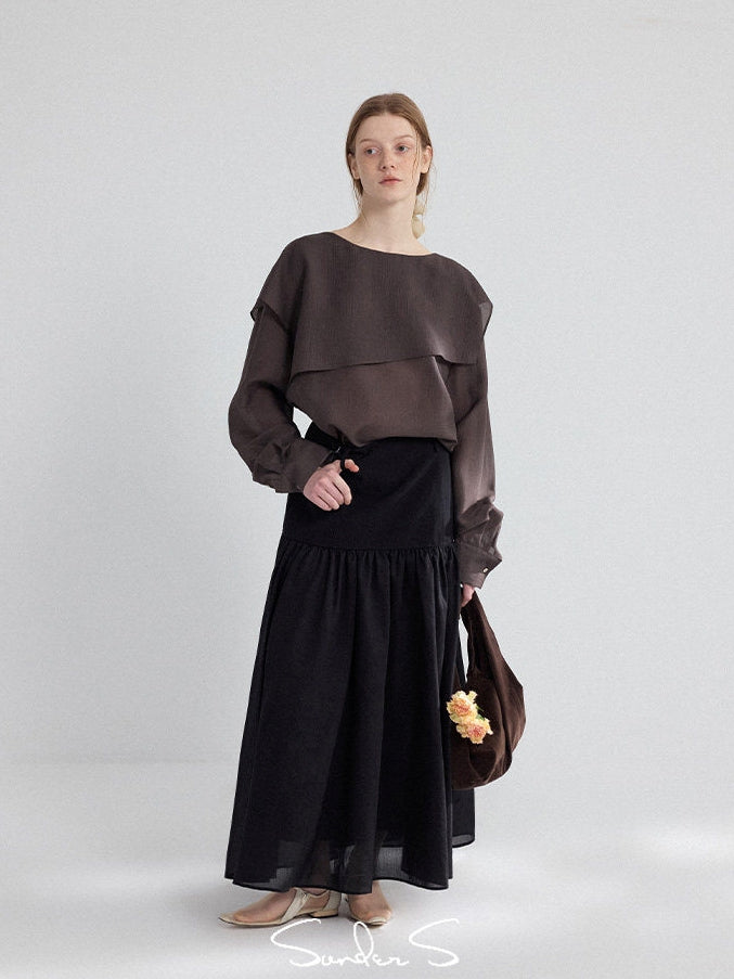 Asymmetrical Loose-Collar Blouse_BDHL8155