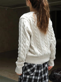 Retro Twisted Knit Cardigan_BDHL6529