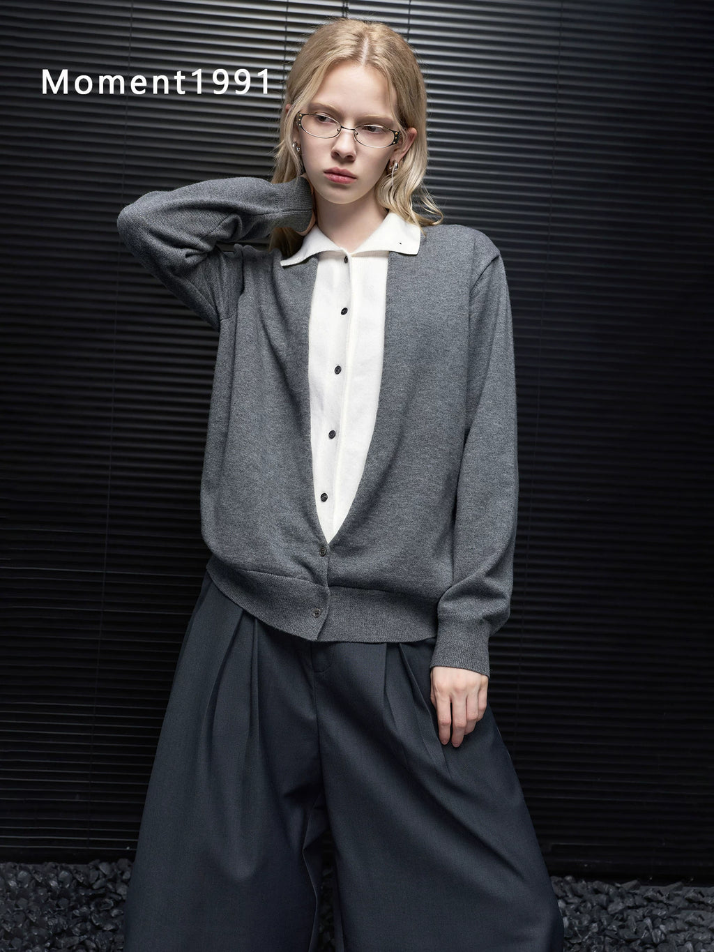 Layered Look Collared Knit Cardigan_BDHL8411