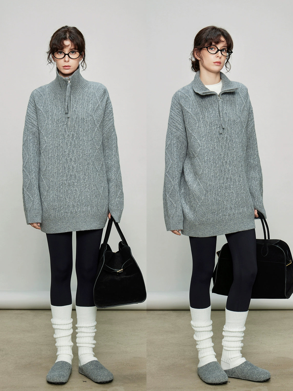 Stand Collar Half-Zip Tops_BDHL7936