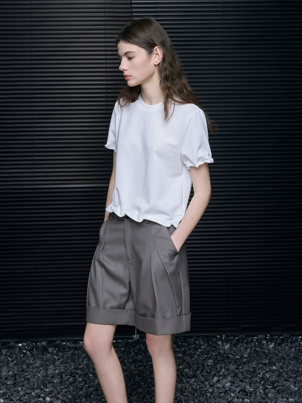 Petal Sleeve Cotton Blend Tee_BDHL8349
