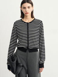 Stripe Round-Neck Cardigan_BDHL6621