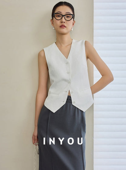Loose And Thin Linen Vest_BDHL5985