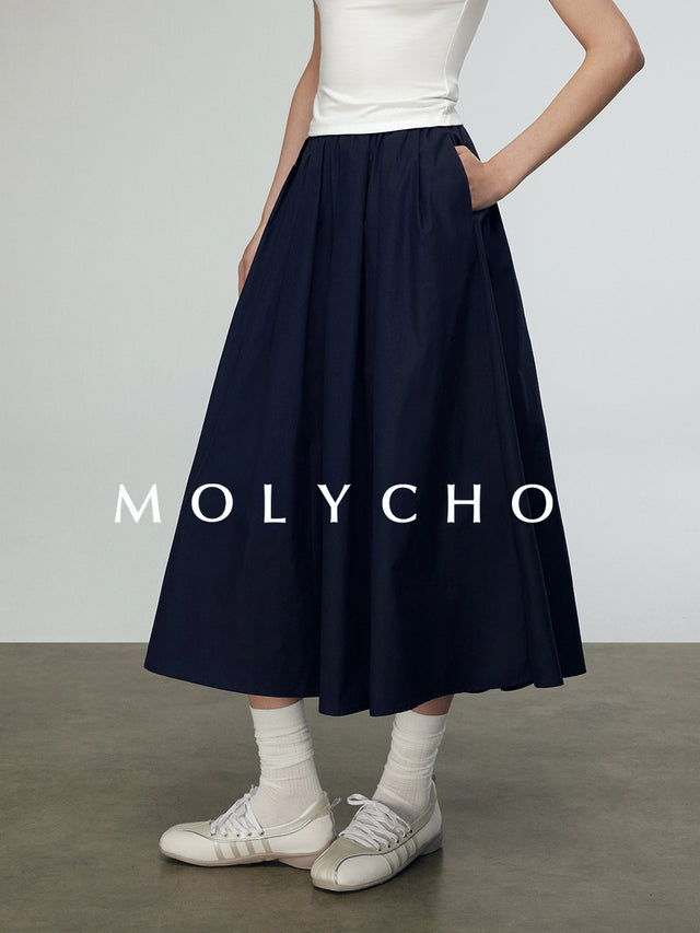 Loose A-Line Pleated Skirt_BDHL7244