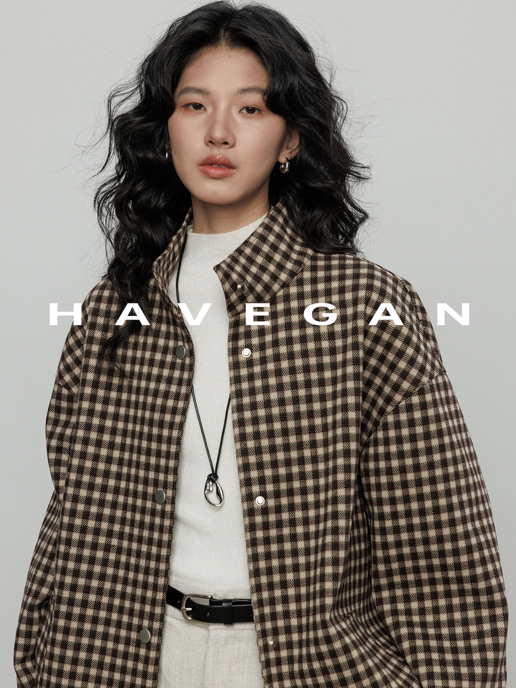 立領格紋上衣_BDHL7961