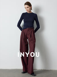 Straight Wide Pleated Pants_BDHL6389