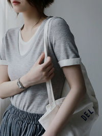 Soft Crew Neck Fake Two-Piece Knit Tee_BDHL7313