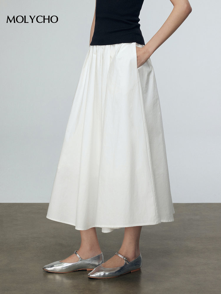 Loose A-Line Pleated Skirt_BDHL7244