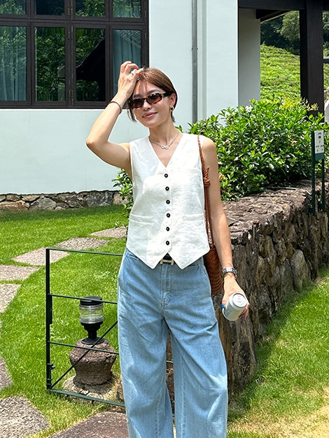V-Neck Multi-Button Vest_BDHL7614