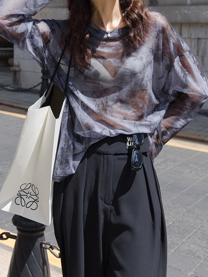 Thin Mesh Long-Sleeved Tops_BDHL7534
