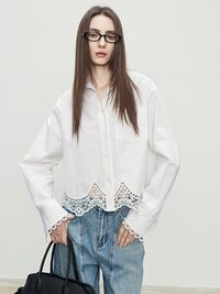 Lace Hollow Hem Shirt_BDHL7096