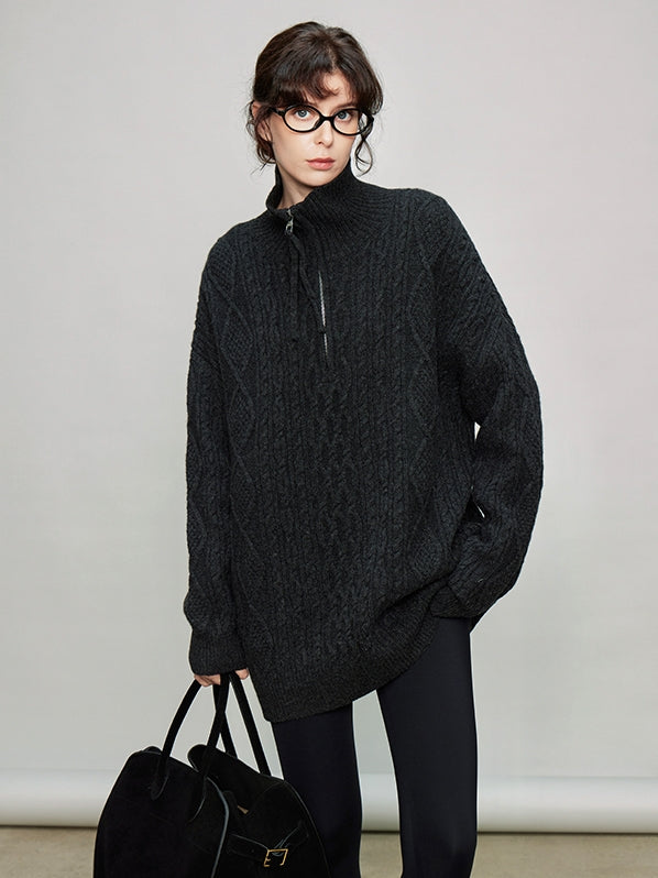 Stand Collar Half-Zip Tops_BDHL7936