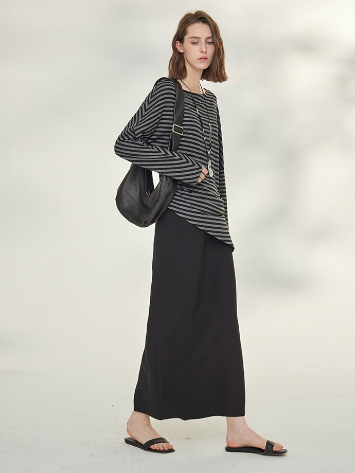 Striped Tops Or Stretch Slim Skirt_BDHL7739
