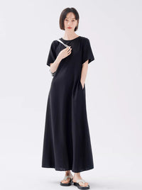 Round Neck Simple Dress_BDHL6227