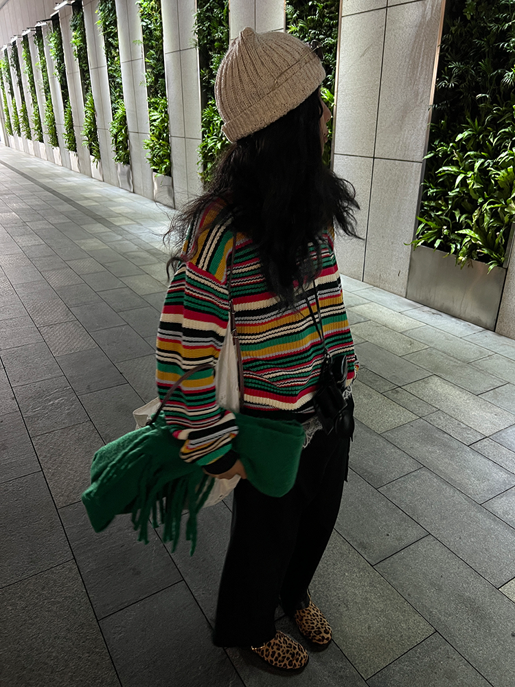 Multi-Coloured Loose Stripe Pullover_BDHL6731