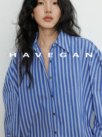 Contrast Cuff Striped Shirt_BDHL7068