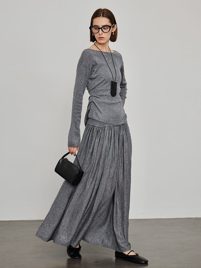 Knitted Slit Tops or Pleated Skirt_BDHL6450