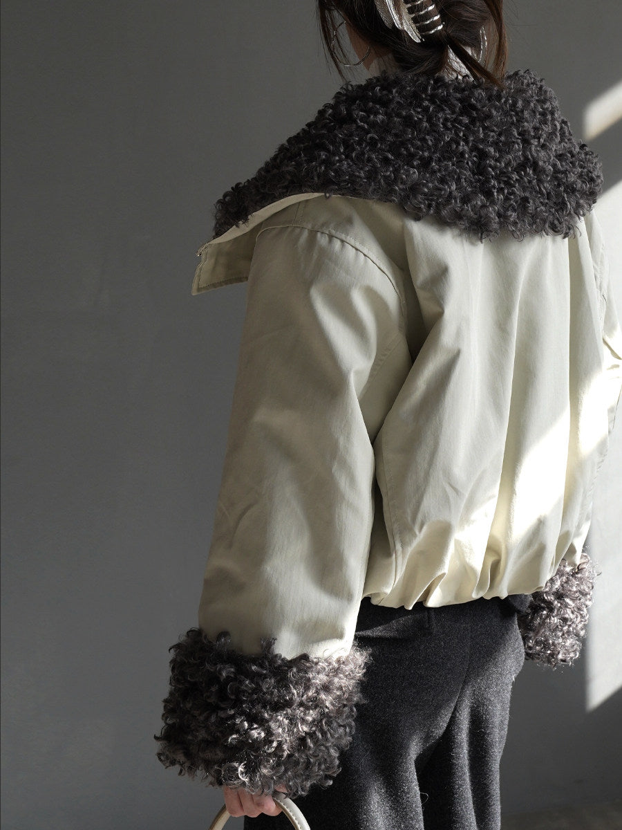 毛絨內襯拉鍊短外套_BDHL8067