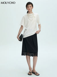 White T-shirt with Necklace Set_BDHL7434