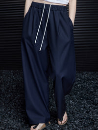 Navy Loose Casual Wide Pants_BDHL7044