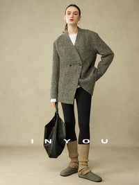 Collarless Classic Tweed Jacket_BDHL6790