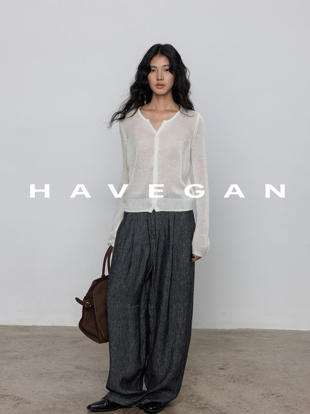 V-Neck Sheer Knit Cardigan_BDHL7783