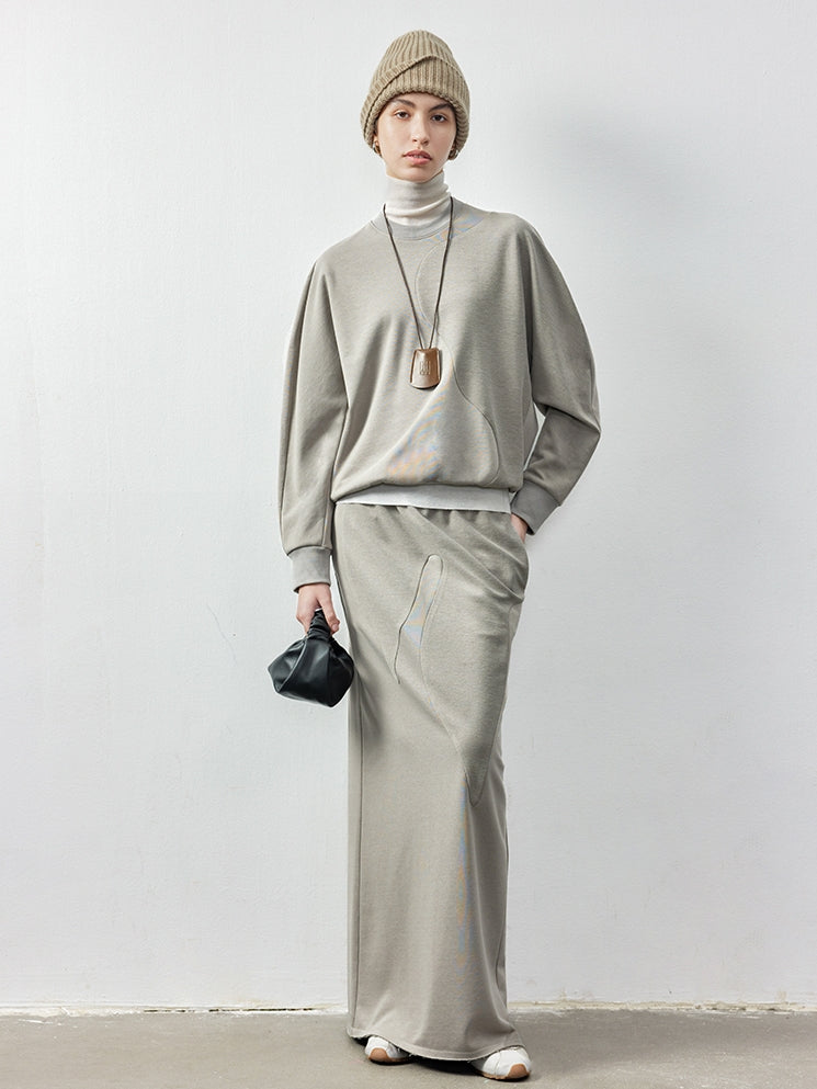 Splicing Sweatshirt Or Long Skirt_BDHL6905