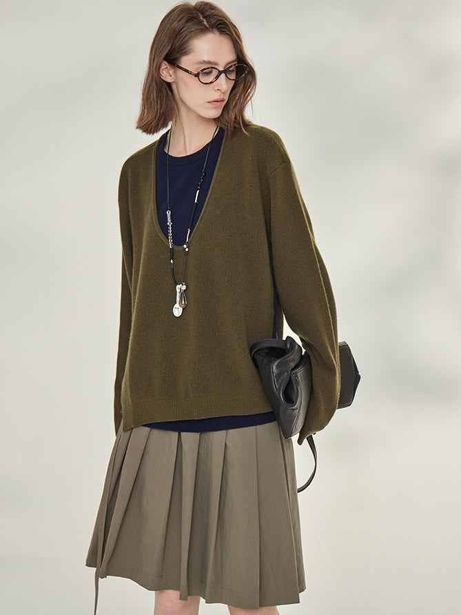 Two-Piece Style U-Neck Knit Tops_BDHL7746