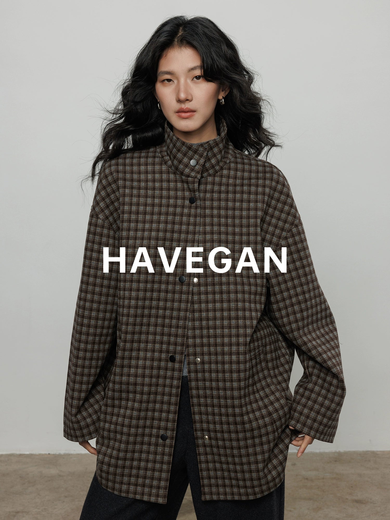 立領格紋上衣_BDHL7961