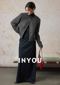 Collarless Tweed Short Coat_BDHL6585