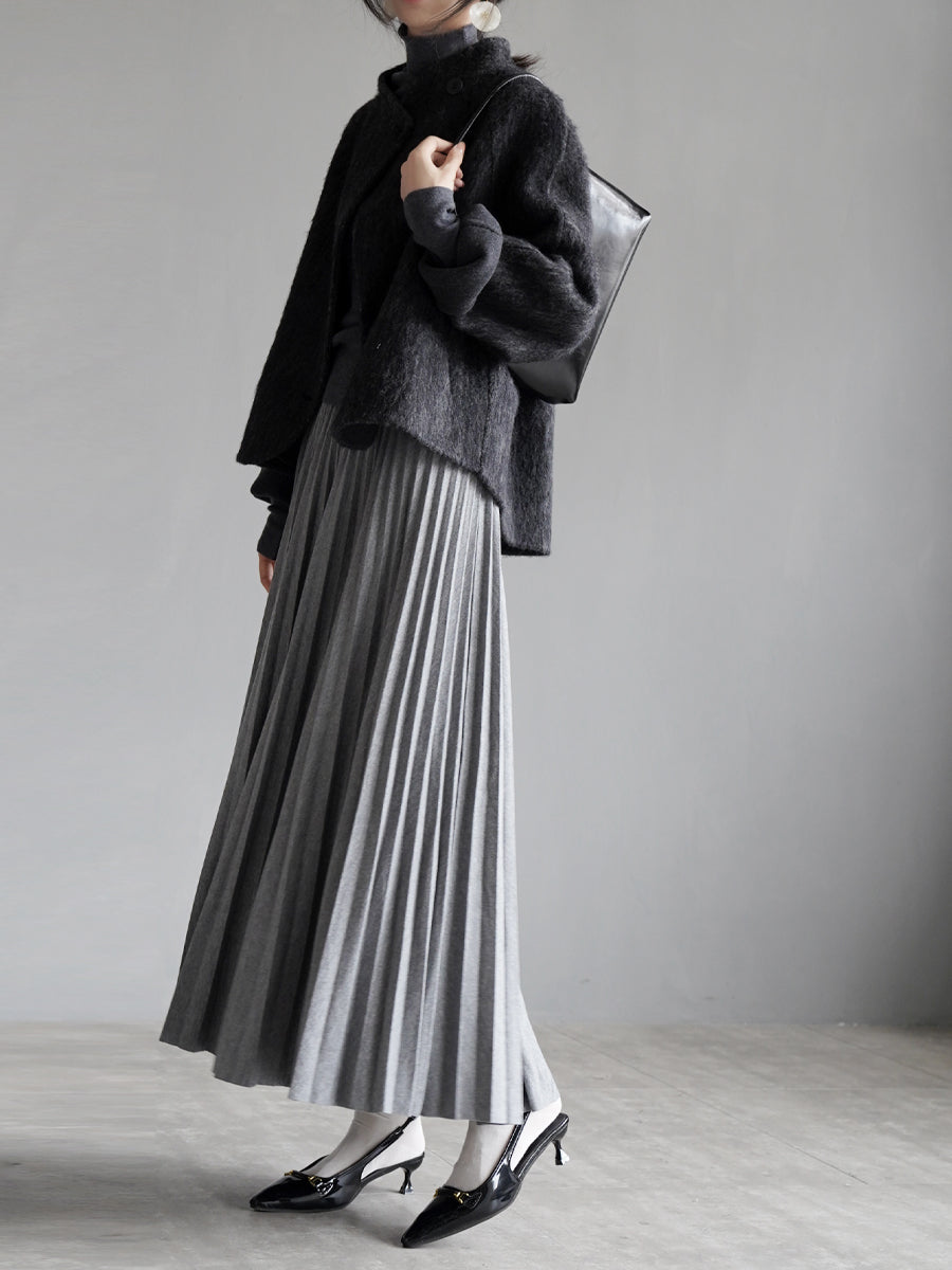 High-Waisted Pleated Maxi Skirt_BDHL7931