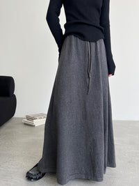 Knitted Draped Maxi-Length Skirt_BDHL6549