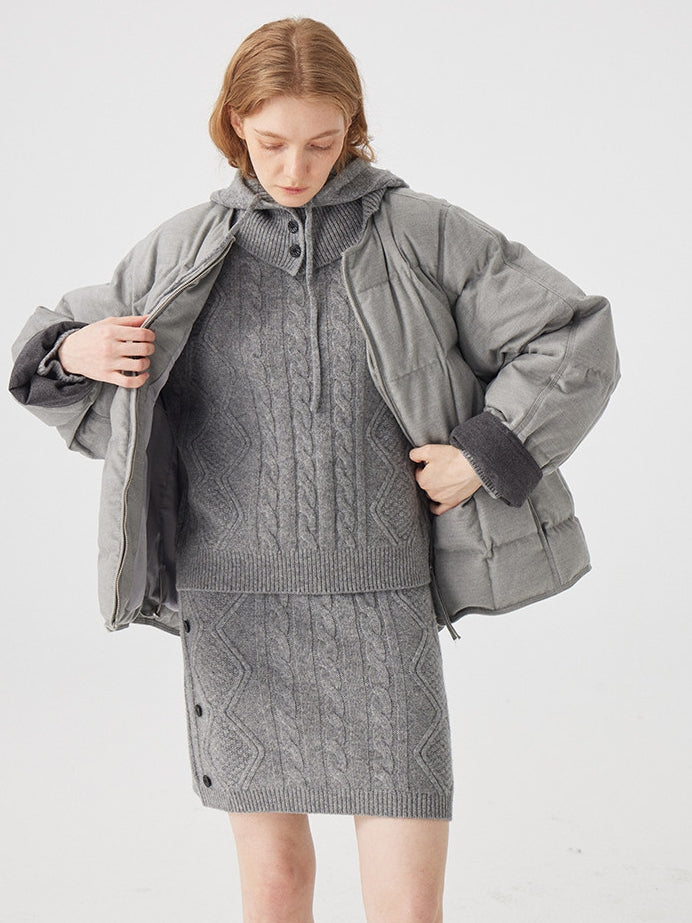 Cable Knit Tops Or Skirt Or Hood_BDHL8120