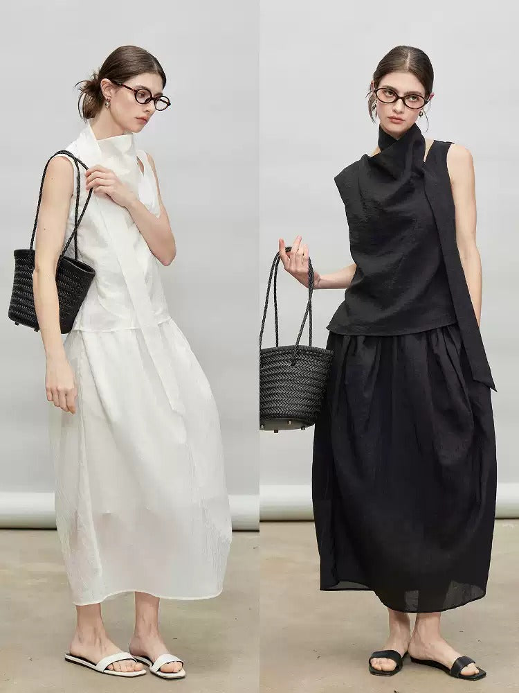 Ribbon Tie Sleeveless Tops Or Bud Skirt_BDHL7331