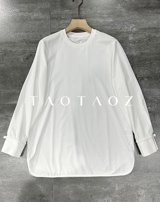 Round Neck White Tops_BDHL6961