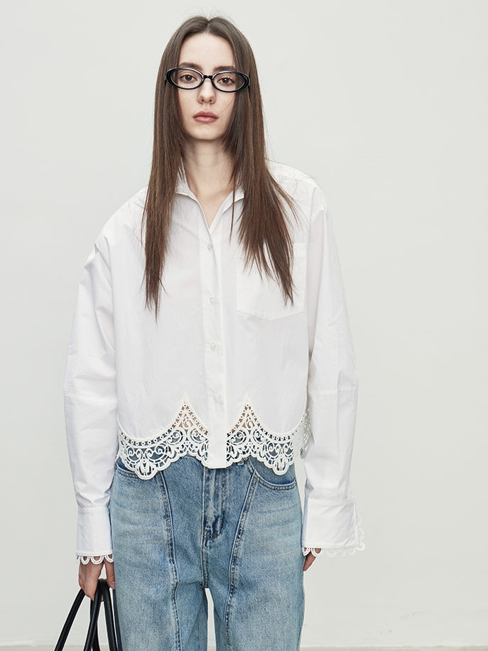 Lace Hollow Hem Shirt_BDHL7096