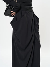 Irregular Pleated Long Skirt_BDHL6898