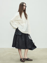 3D Pocket A-Line Black Skirt_BDHL7095