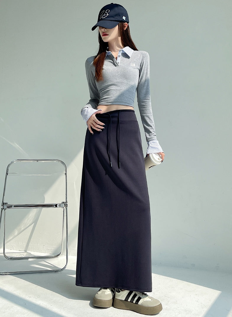 High-Waisted Slit Straight Skirt_BDHL7823