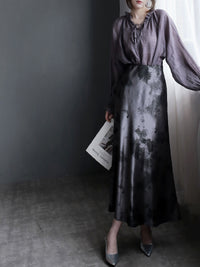 Collar Ribbon Bell Sleeve Shirt_BDHL7270